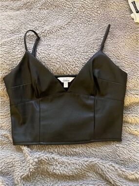 Express Black Faux Leather Cami Top